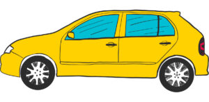 žluté auto z boku